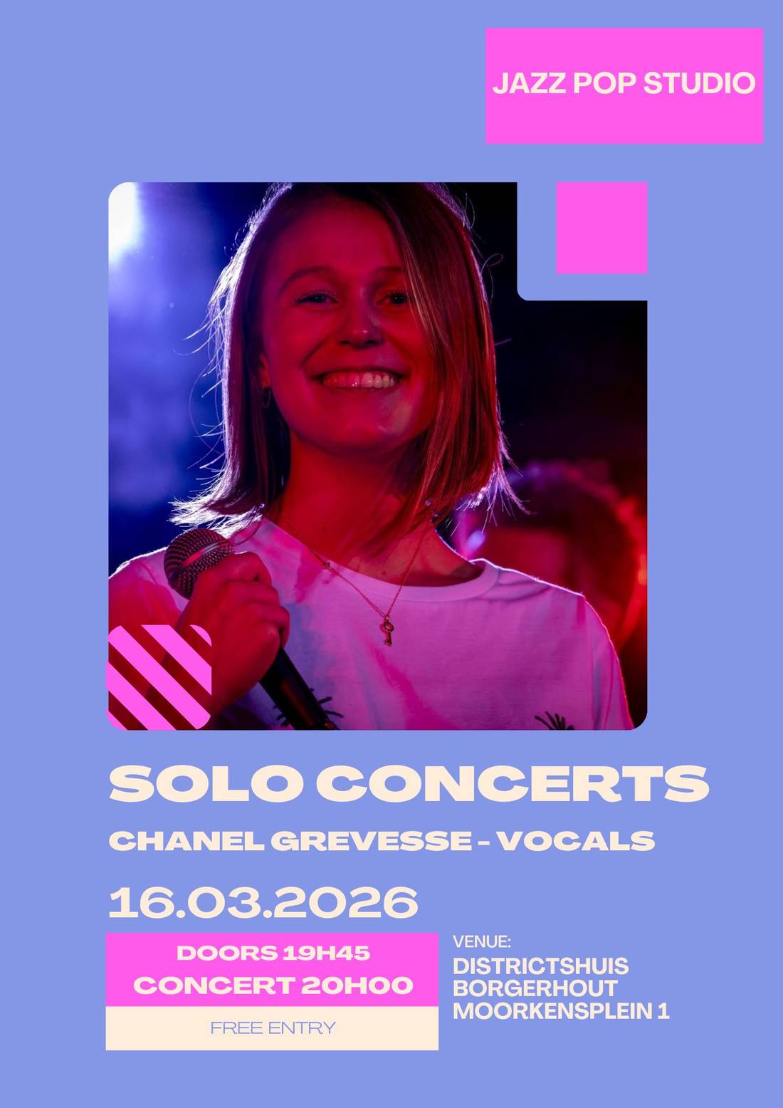 Poster for the soloconcert of Chanel Grevesse