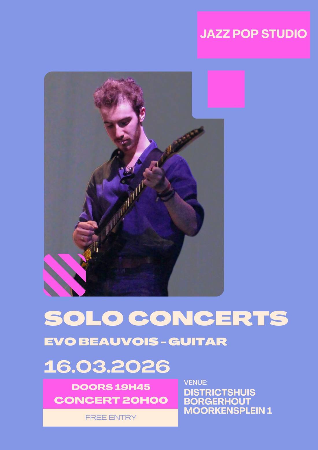 Poster for the soloconcert of Evo Beauvois